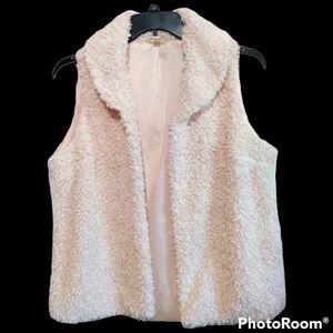 Krazy Kat faux fur light pink vest women size medium